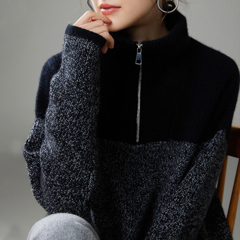 Thick Lapel Cashmere Knit Sweater