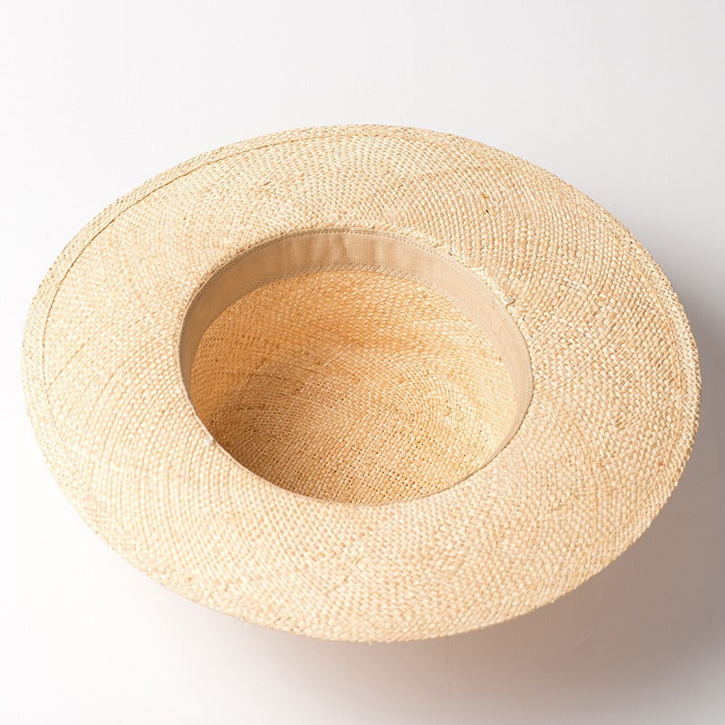 French Style Simple Outdoor Travel Flat Top Straw Hat