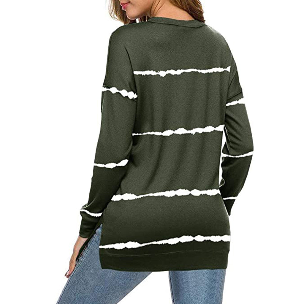Simple Round Neck Striped Tee