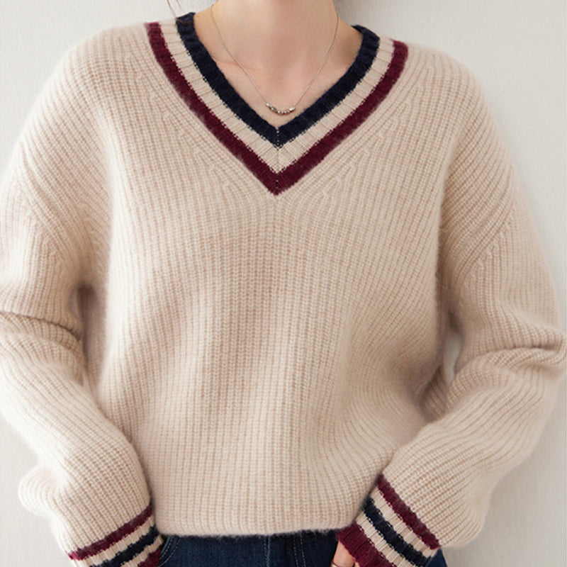 V-Neck Long-Sleeved Cashmere Sweater