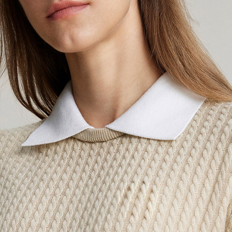 Contrast Color Cardigan Long Sleeve Knit Top