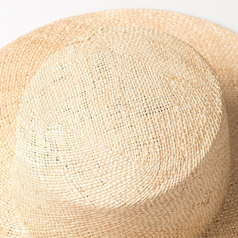 French Style Simple Outdoor Travel Flat Top Straw Hat