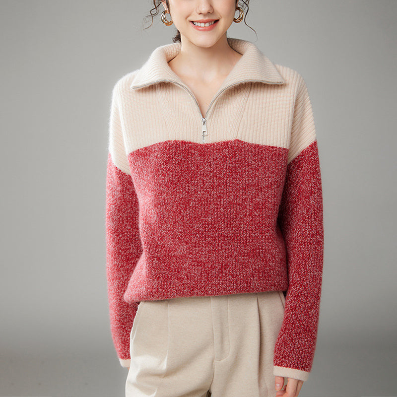 Thick Lapel Cashmere Knit Sweater