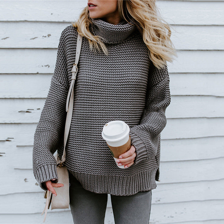Women's Knitwear Thick Line Long Sleeve Turtleneck Pullover Sweater