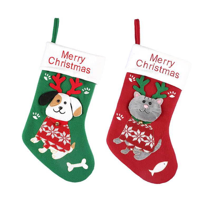 Cute Cat And Dog Christmas Stockings