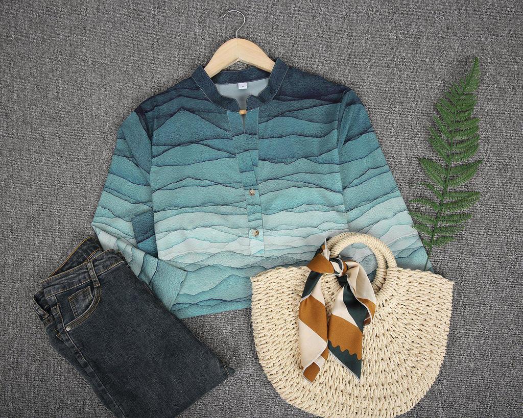 Chic Print 3/4 Sleeve Shirt