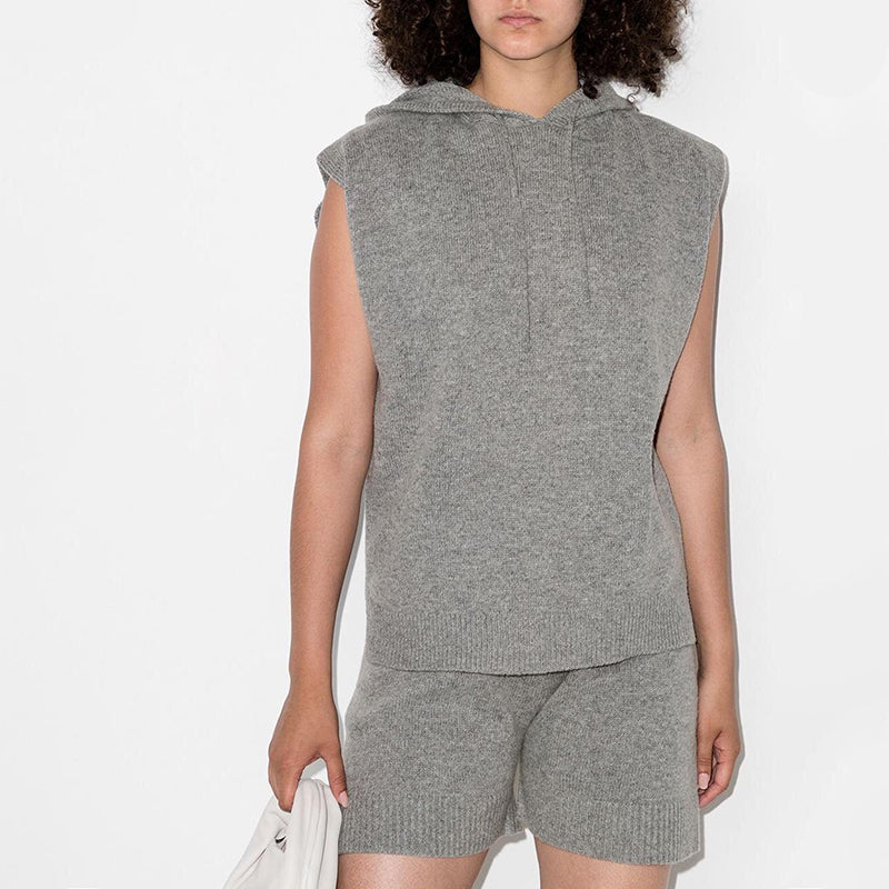 Sleeveless Hoodie Shorts Set