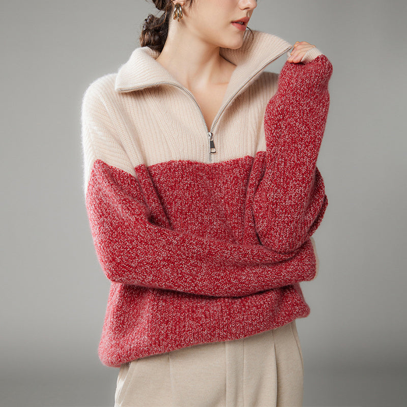 Thick Lapel Cashmere Knit Sweater