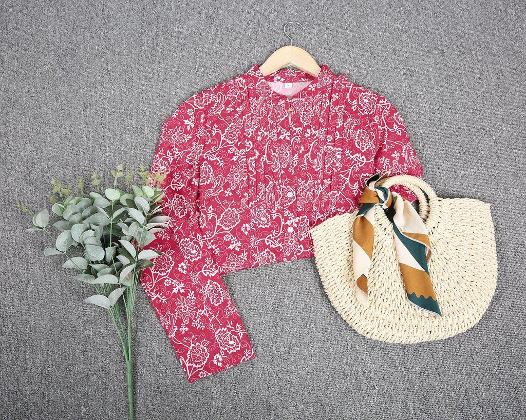 Showy Print Long Sleeve Top