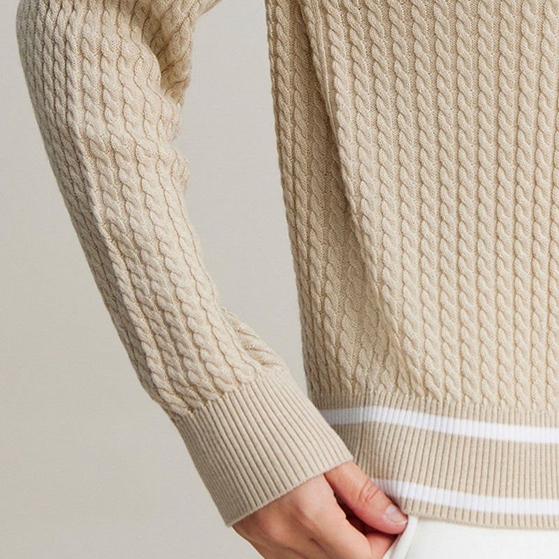 Contrast Color Cardigan Long Sleeve Knit Top