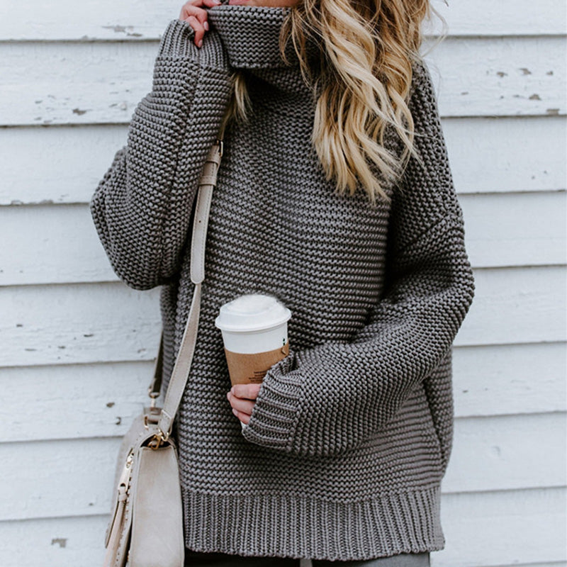 Women's Knitwear Thick Line Long Sleeve Turtleneck Pullover Sweater