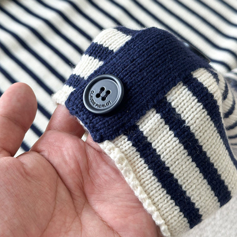 Turtleneck Blue And White Striped Sweater
