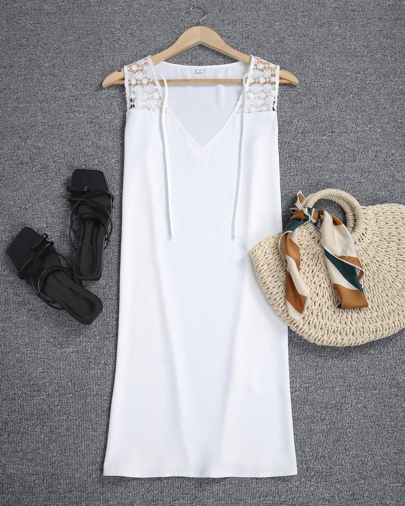 Classy White Plain Sleeveless Mini Dress