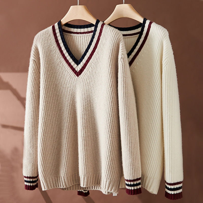 V-Neck Long-Sleeved Cashmere Sweater