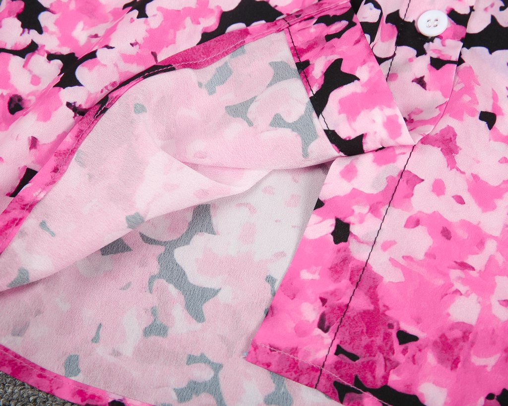 Elegant Floral Print 3/4 Sleeve Black Shirt