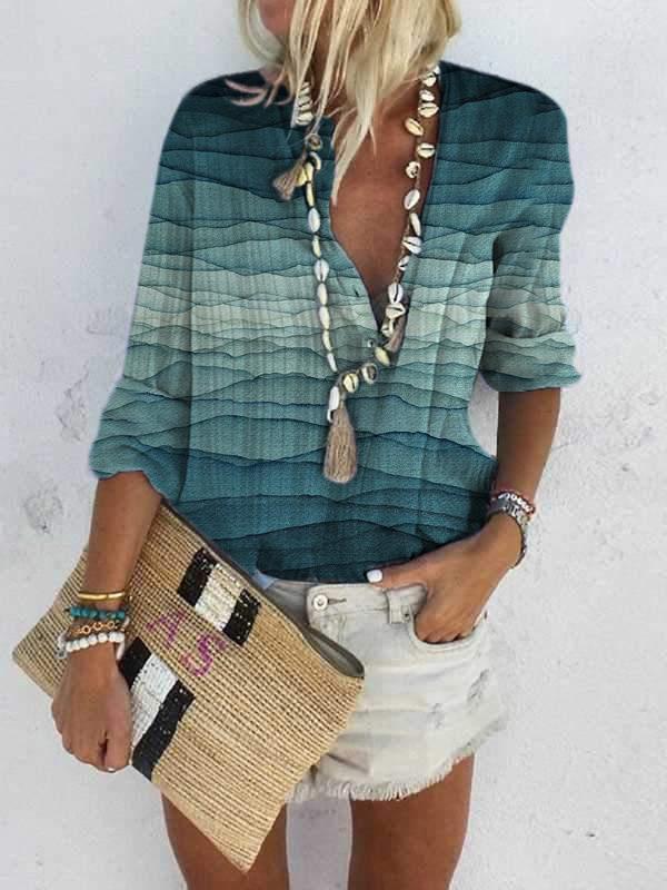 Chic Print 3/4 Sleeve Shirt