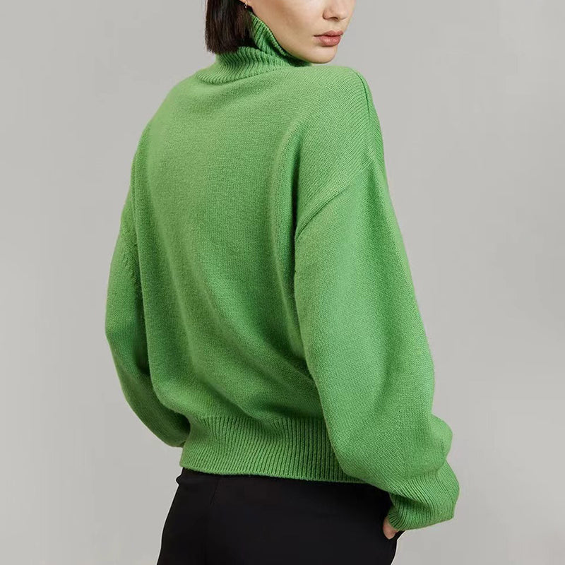 Turtleneck Ribbed Knit Sweater