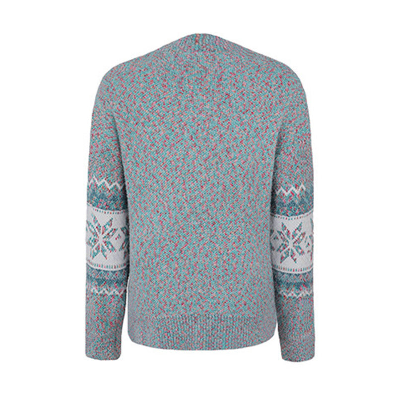 Women's Casual Half Turtleneck Snowflake Knit Christmas Sweater