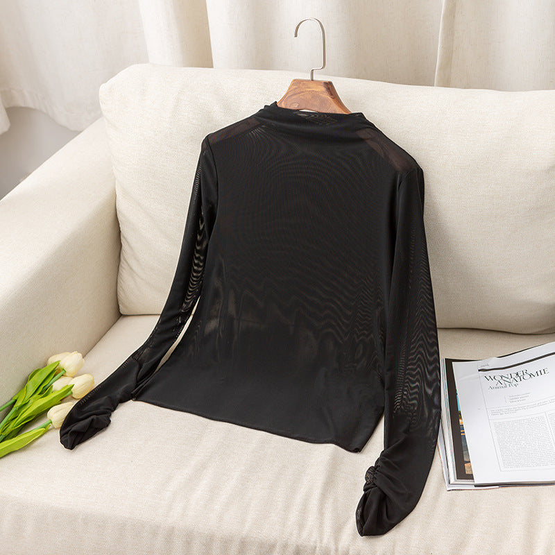 Women's See Through Long Sleeve Mesh Top Tee