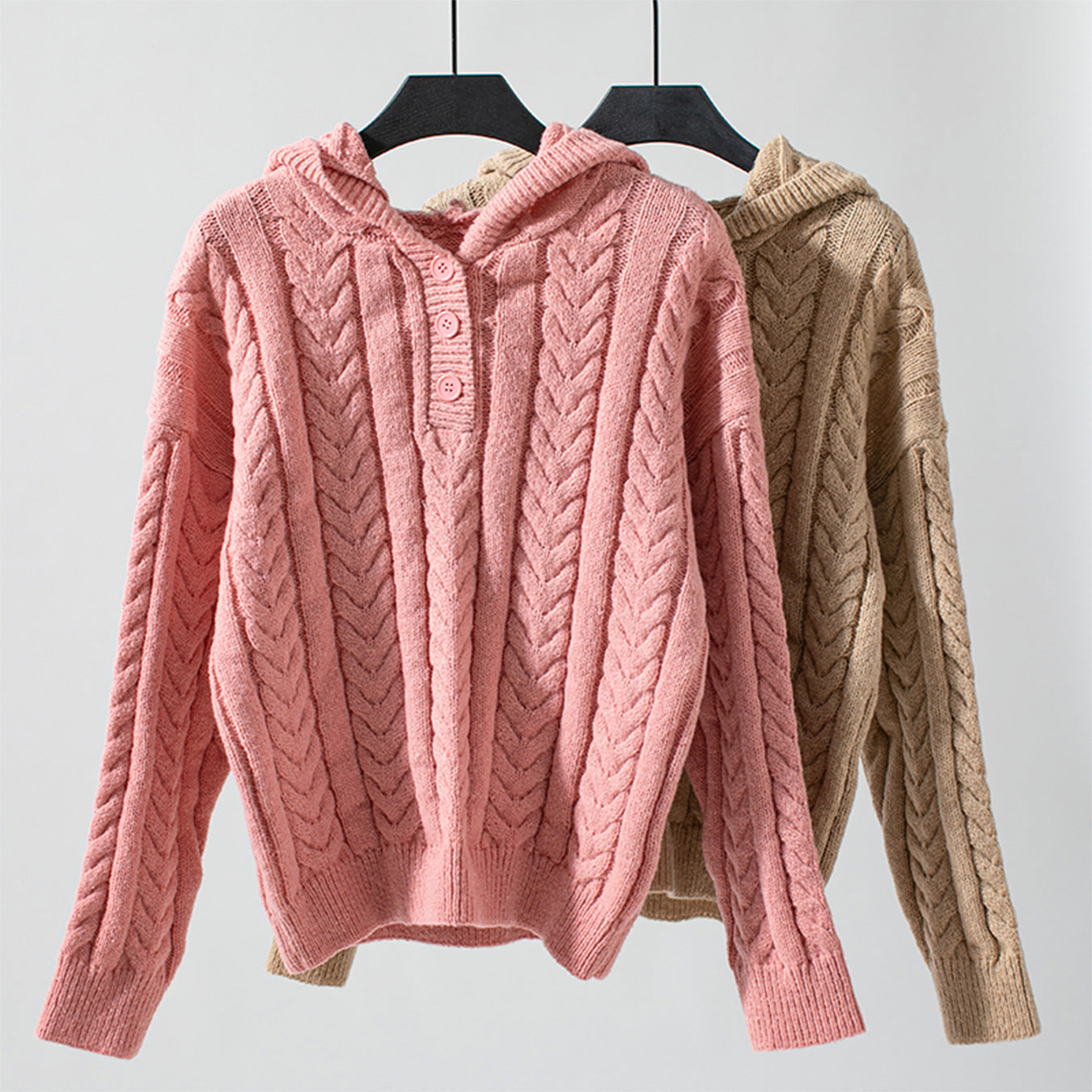 Women's Hooded Pullover Thick Knit Sweater