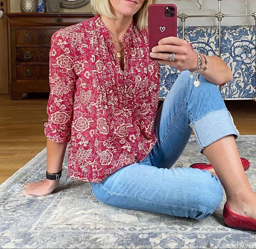 Showy Print Long Sleeve Top