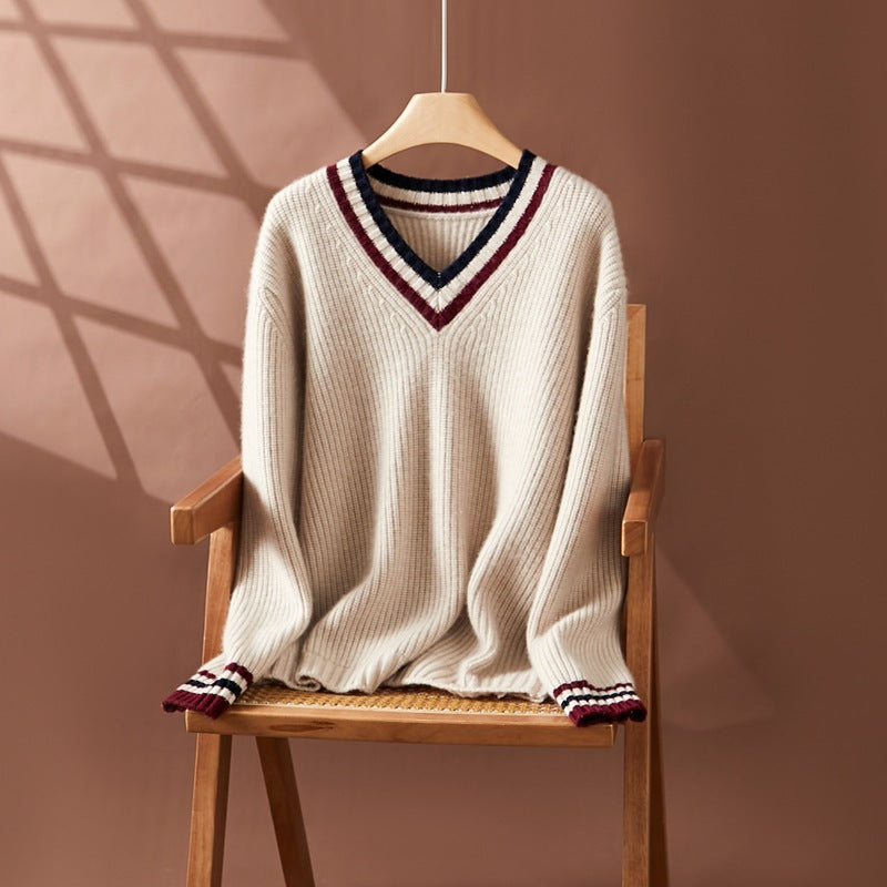 V-Neck Long-Sleeved Cashmere Sweater