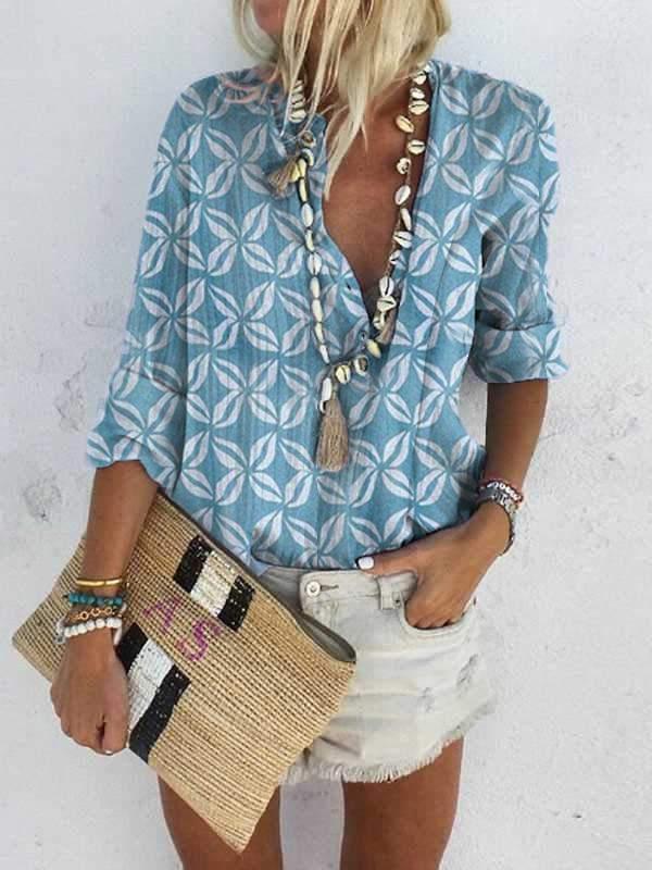 Groovy Print 3/4 Sleeve Top
