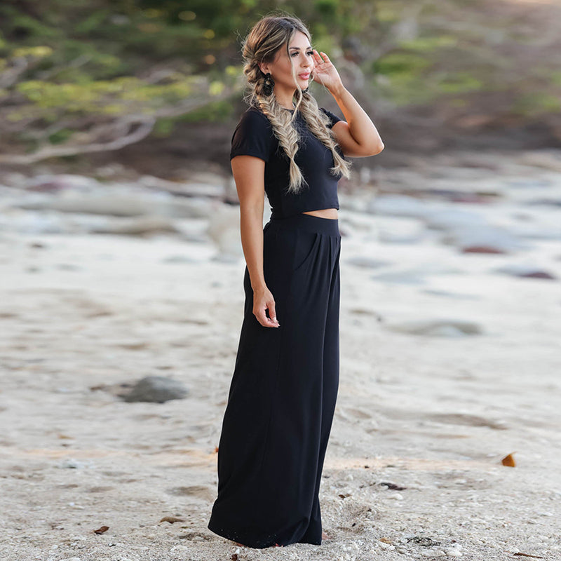 Short Sleeve T-shirt Wide Leg Loose Pants 2 Piece Set