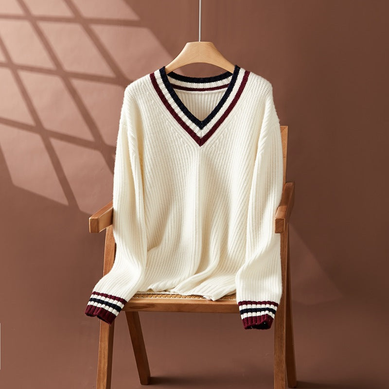 V-Neck Long-Sleeved Cashmere Sweater