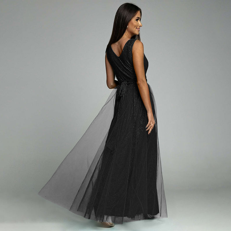 Split Thigh V Neck Wedding Guest Party Maxi Dress
