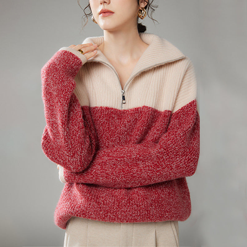 Thick Lapel Cashmere Knit Sweater