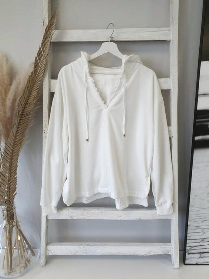Simple White Long Sleeve Hoodie
