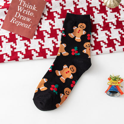 Santa Claus Elk Snowman Middle Socks