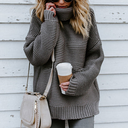 Women's Knitwear Thick Line Long Sleeve Turtleneck Pullover Sweater