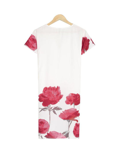 Elegant Print Short Sleeve Mini Dress
