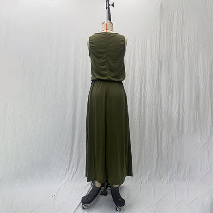 High Waist Split Maxi Long Dress with Pockets