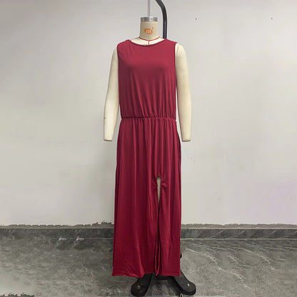 High Waist Split Maxi Long Dress with Pockets