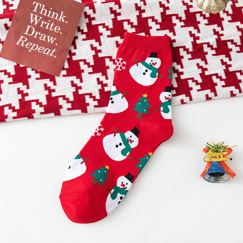 Santa Claus Elk Snowman Middle Socks