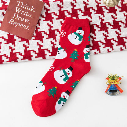 Santa Claus Elk Snowman Middle Socks