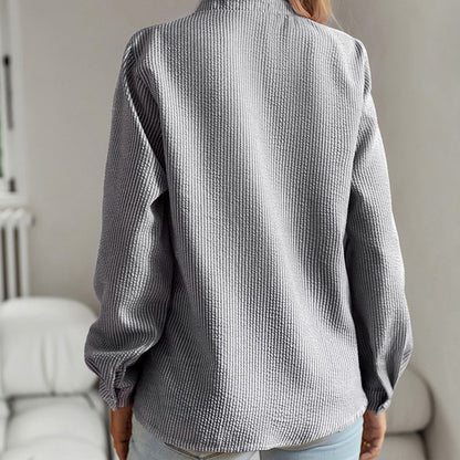 Striped Ruffle Long Sleeve Bubble Blouse