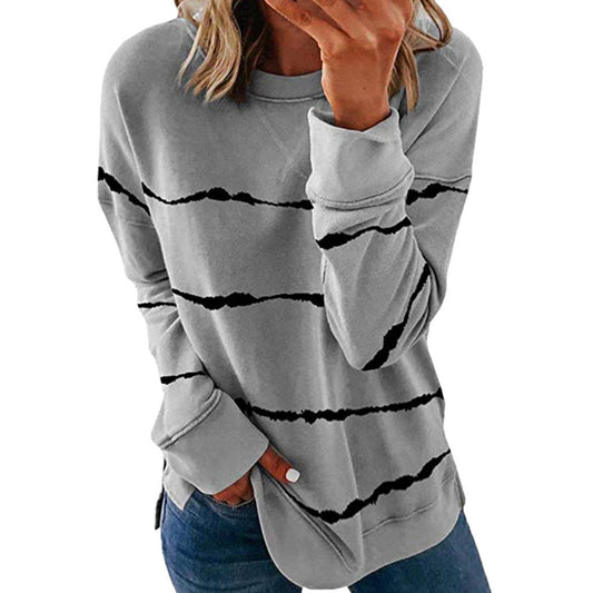 Simple Round Neck Striped Tee