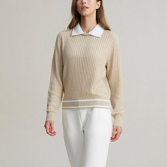 Contrast Color Cardigan Long Sleeve Knit Top