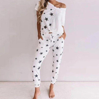 Print Star Short Sleeve Two Piece Set