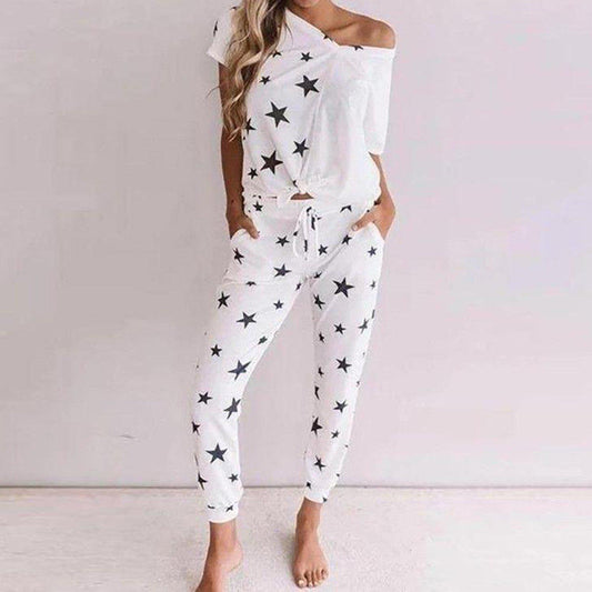 Print Star Short Sleeve Two Piece Set