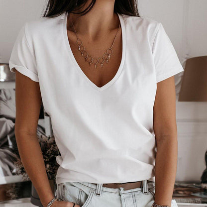 Simple Plain White Short Sleeve Top