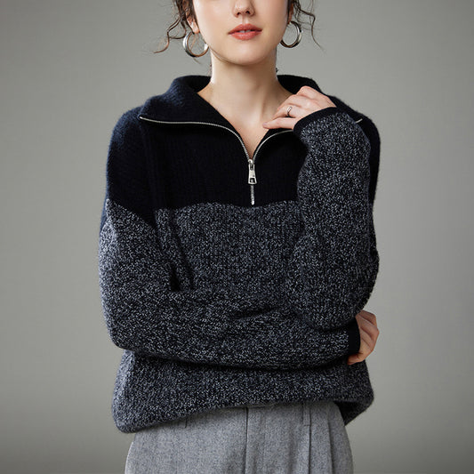 Thick Lapel Cashmere Knit Sweater