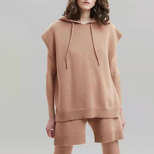 Sleeveless Hoodie Shorts Set