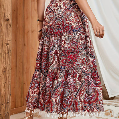 Bohemian High Waist Beach Midi Dress