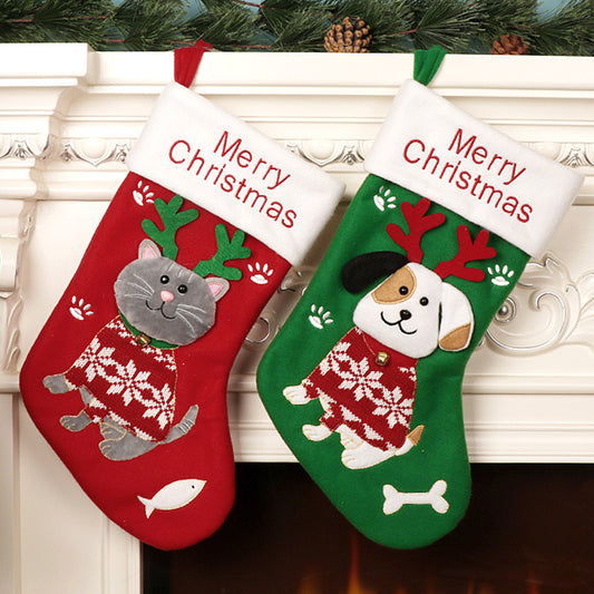 Cute Cat And Dog Christmas Stockings