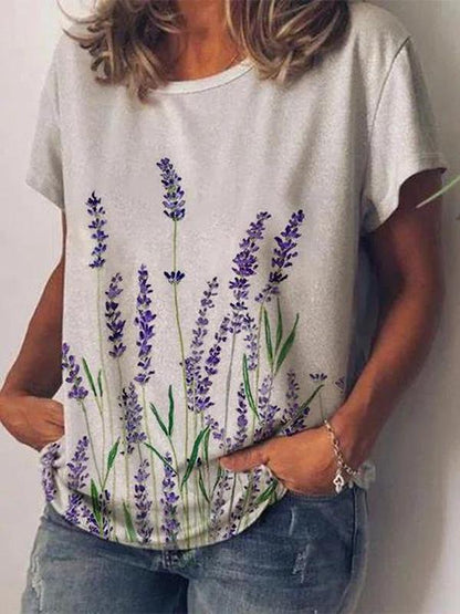 Simple Print Short Sleeve Top